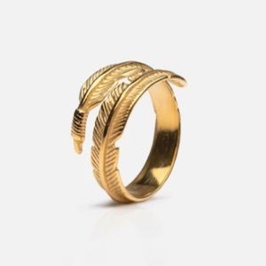 Gold tone feather ring